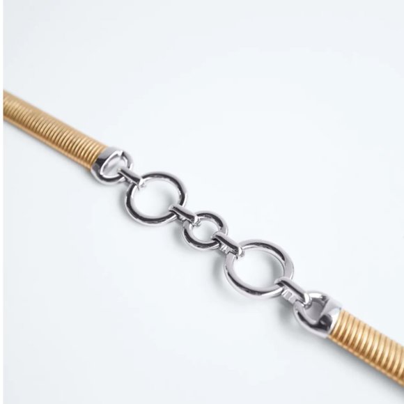 ZARA TWO TONE METAL GOLD STRETCH BELT main image 4